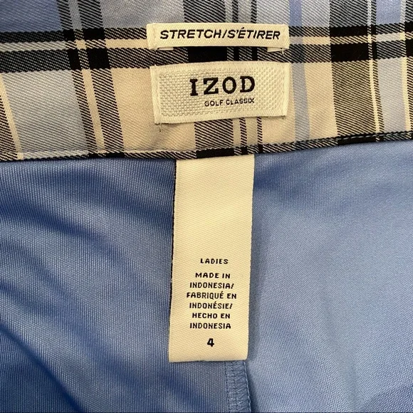 IZOD NWOT Golf Classic Blue/White/Black Plaid Skort 4 - Picture 9 of 12